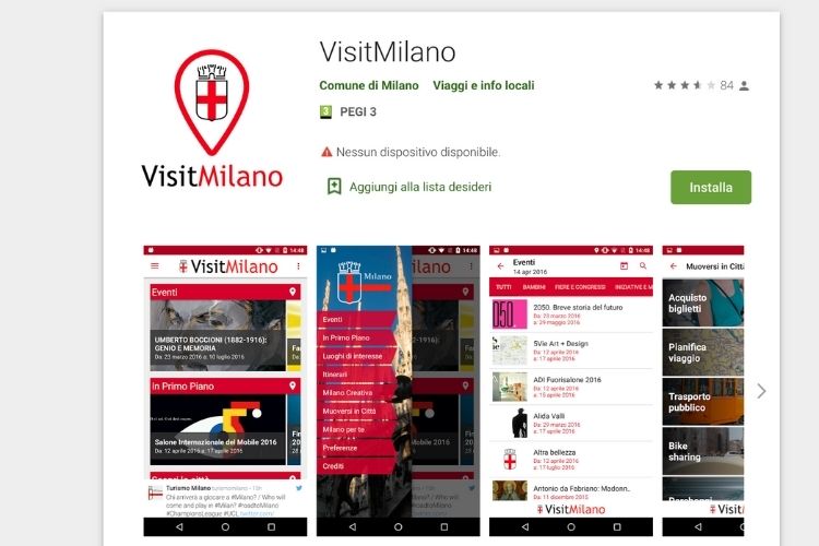 The app Visit Milano